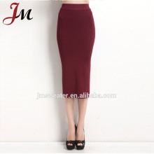 Fashion official ladies mid-calf skirts women red high-waisted knitted tight pencil skirt